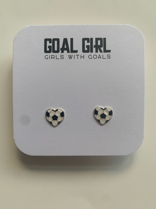 Sterling Silver Glitter Football Earrings